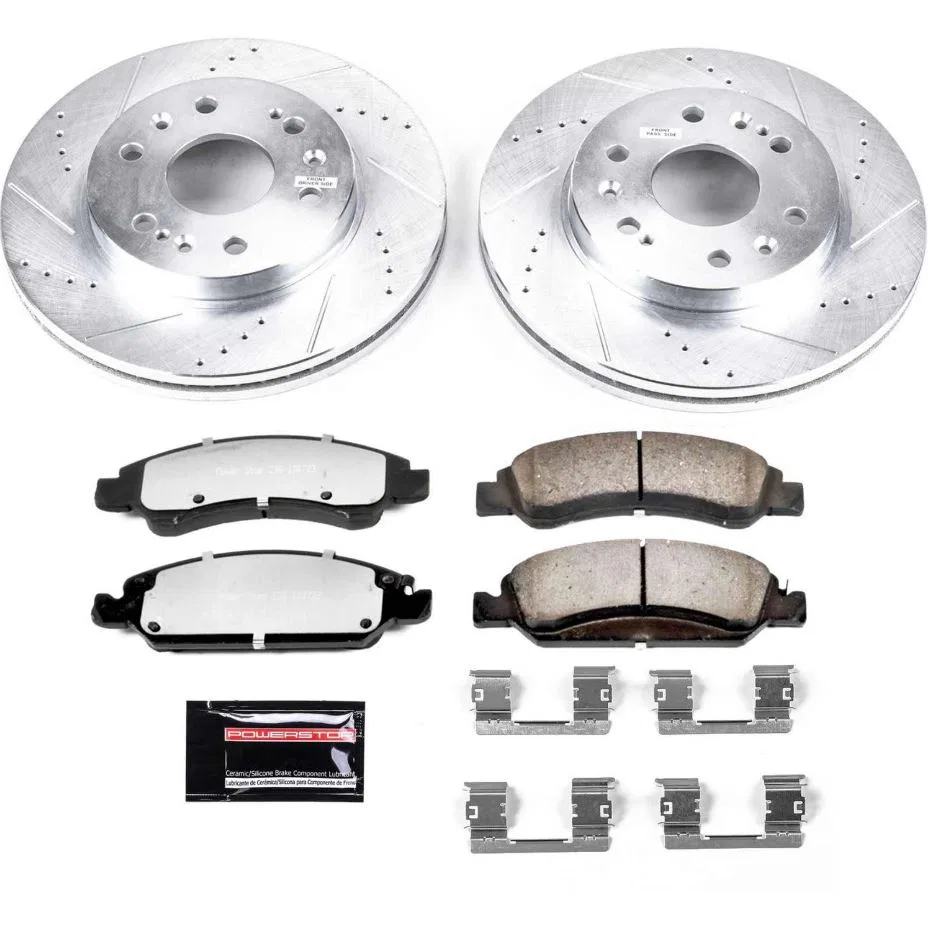 K2069-36 – POWERSTOP Brake Kit, Z36 Extreme Carbon Fiber Ceramic Brake Pads Silver Zinc Plated Cross-Drilled And Slot...